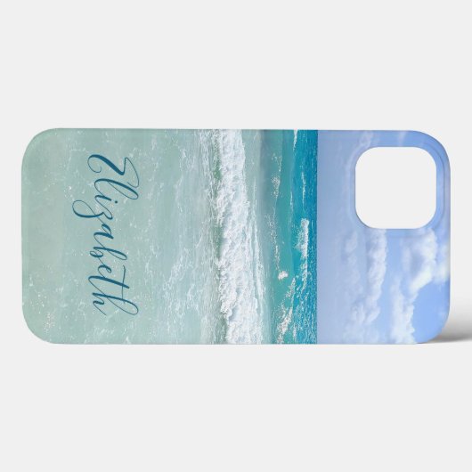 Coques Case-Mate iPhone Ocean Beach Waves Ajouter Votre Nom (Verso (horizontal))