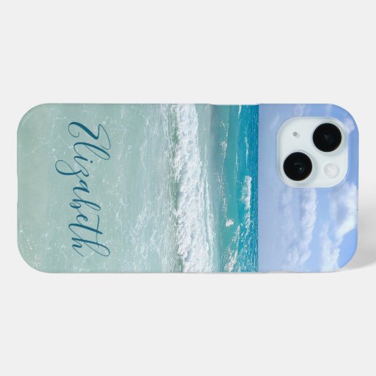 Coques Case-Mate iPhone Ocean Beach Waves Ajouter Votre Nom (Verso (horizontal))