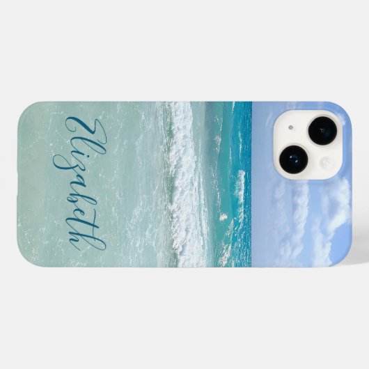 Coques Case-Mate iPhone Ocean Beach Waves Ajouter Votre Nom (Verso (horizontal))
