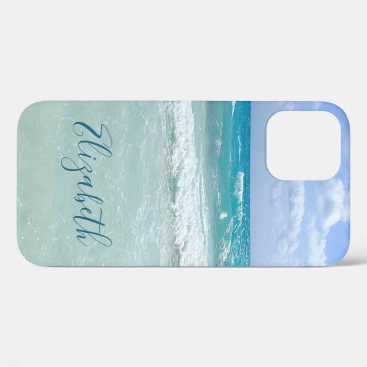 Coques Case-Mate iPhone Ocean Beach Waves Ajouter Votre Nom (Verso (horizontal))