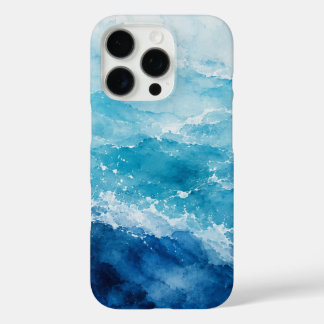Coques iPhone 16 Pro Océan Bleu Abstrait Aquarelle