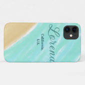 Coques Case-Mate iPhone Océan bleu vert ajouter lettre de monogramme nom t (Dos (Horizontal))