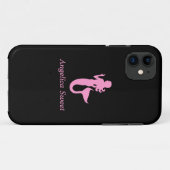 Coques Case-Mate iPhone Océan Glow_Pink-on-Black Mermaid_personalized (Dos (Horizontal))