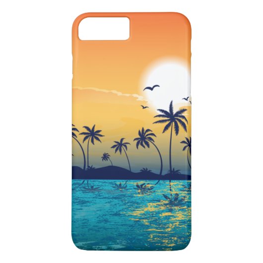 Coques Case-Mate iPhone Océan tropical de palmiers de lever de soleil de (Dos)