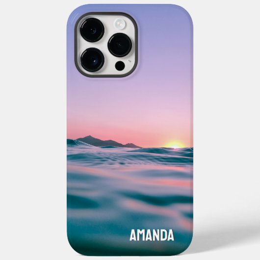 Coques Case-Mate iPhone Ocean Water Sun Rise Island Relaxant Nom personnal (Verso)