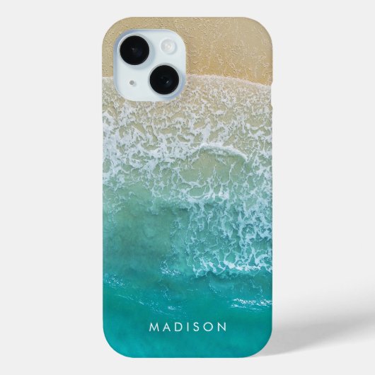 Coques Case-Mate iPhone Ocean Waves Motif Monogramme Nom plage (Verso)