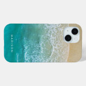 Coques Case-Mate iPhone Ocean Waves Motif Monogramme Nom plage (Verso (horizontal))