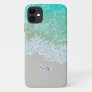Case-Mate iPhone Case Ocean Waves, Sable De Plage, Nom Du Script Blanc