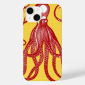 Coques Case-Mate iPhone Octopus antique sur microdot jaune (Verso)