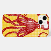 Coques Case-Mate iPhone Octopus antique sur microdot jaune (Verso (horizontal))