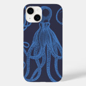 Coques Case-Mate iPhone Octopus bleu antique sur bleu (Verso)