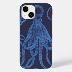 Coque Pour iPhone 14 Octopus bleu antique sur bleu