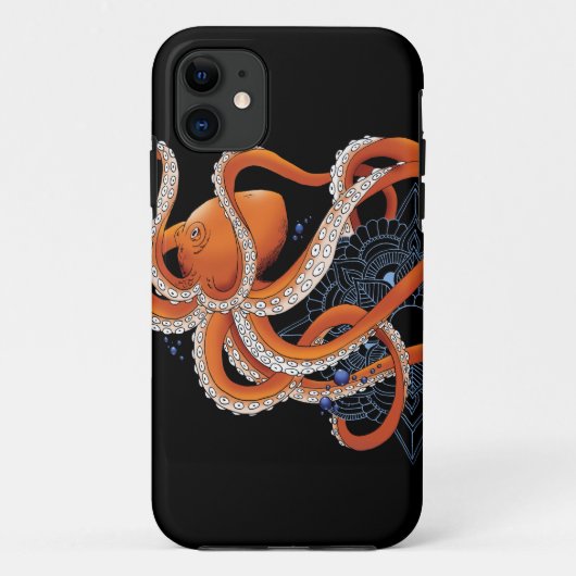 Coques Case-Mate iPhone Octopus Orange Mandala bleu (Dos)