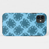Coques Case-Mate iPhone Octopus sur Motif bleu (Dos (Horizontal))