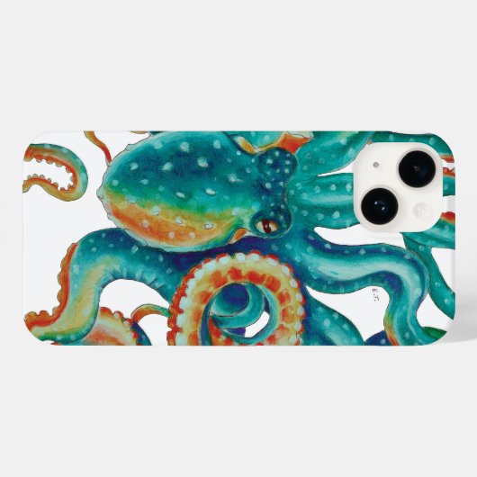 Coques Case-Mate iPhone Octopus Turquoise aquarelle Art (Verso (horizontal))