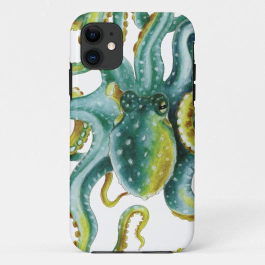 Coques Case-Mate iPhone Octopus Vert aquarelle Art (Dos)