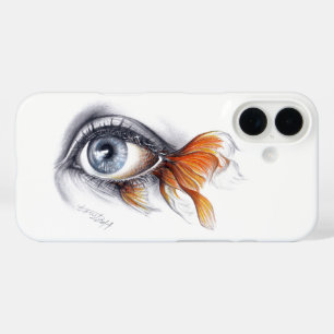 Coques iPhone 16 Oeil avec queue de poisson Art du dessin surréalis