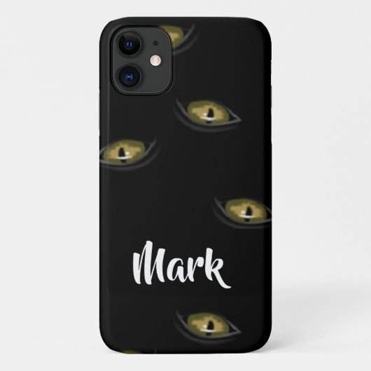 Coques Case-Mate iPhone Oeil de chat de nom personnalisé en noir (Dos)