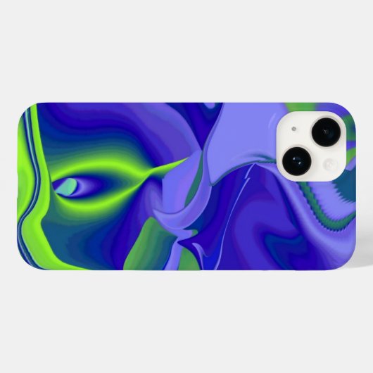 Coques Case-Mate iPhone Oeil mal, 3D Abstrait en vert bleu violet (Verso (horizontal))