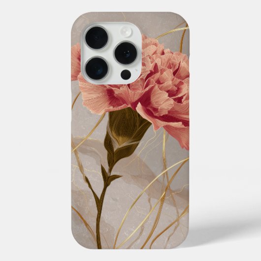 Coques Case-Mate iPhone Œillet Rose Blush Floral Or (Verso)