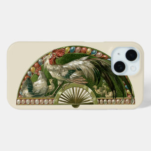 Coque Pour iPhone 15 Œufs de Pâques avec Poules, Art Nouveau Vintage