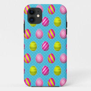 Coque iPhone 11 Oeufs de pâques colorés sur l'arrière - plan de