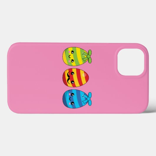 Coques Case-Mate iPhone Oeufs de Pâques de Kawaii avec des rubans (Verso (horizontal))