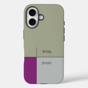 Coques iPhone 16 oeuvre 90210, gris beige art moderne abstrait