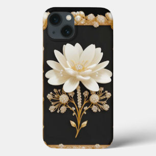 Case-Mate iPhone Case Œuvre d'art à la fleur blanche avec de l'or luxueu