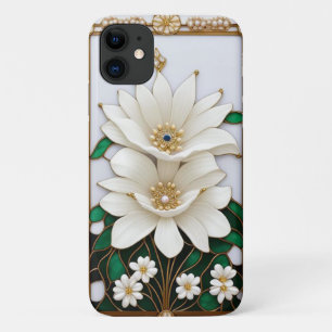 Case-Mate iPhone Case Œuvre d'art à la fleur blanche avec de l'or luxueu