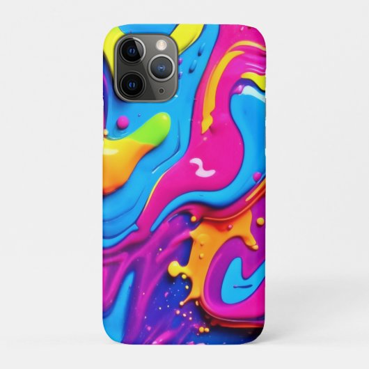 Coques Case-Mate iPhone Œuvre d'art avec éclaboussures de liquide à néon (Dos)