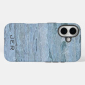 Coques Case-Mate iPhone Œuvre d'art avec monogramme Vagues de l'océan bleu (Verso (horizontal))