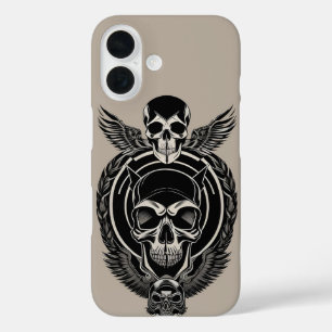 Coques iPhone 16 Œuvre d'art de crâne gothique avec détails complex