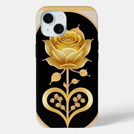 Coques Case-Mate iPhone Œuvre d'art décorative Rose encadrée dorée (Verso)