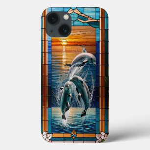 Case-Mate iPhone Case Œuvre d'art en verre coloré représentant des dauph