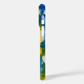 Coques Case-Mate iPhone œuvre d'art faite main/Bleu et jaune  (Verso / Gauche)