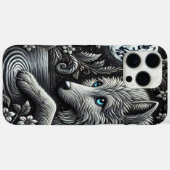 Coques Case-Mate iPhone Œuvre d'art loup au clair de lune réfléchissant (Verso (horizontal))