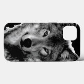 Coques Case-Mate iPhone Oeuvre de Loup noir et blanc (Verso (horizontal))