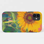 Coques Case-Mate iPhone Oeuvre de tournesol monogramme (Dos (Horizontal))