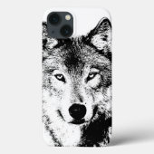 Coques Case-Mate iPhone Oeuvre d'encre blanche noire Wolf (Verso)