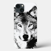 Oeuvre d'encre blanche noire Wolf