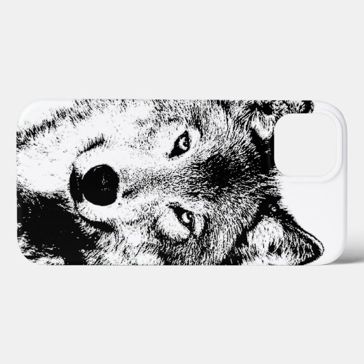Coques Case-Mate iPhone Oeuvre d'encre blanche noire Wolf (Verso (horizontal))