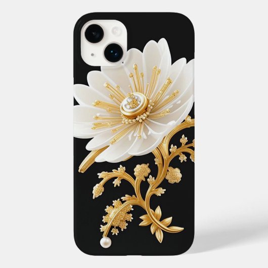 Coques Case-Mate iPhone Oeuvre florale élégante aux somptueux accents or (Verso)