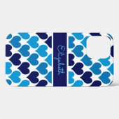 Coques Case-Mate iPhone Oh Baby Blue Hearts Monogramme (Verso (horizontal))