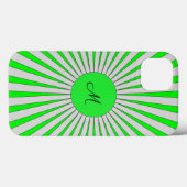 Coques Case-Mate iPhone Oh Joyeux Jour Monogramme Green Sunburst (Verso (horizontal))