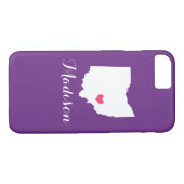 Coques Case-Mate iPhone Ohio Coeur violet Monogramme personnalisé (Dos (Horizontal))