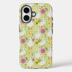 Coques iPhone 16 Oies mignonnes Aux Fleurs Dessinées À La Main - Gr