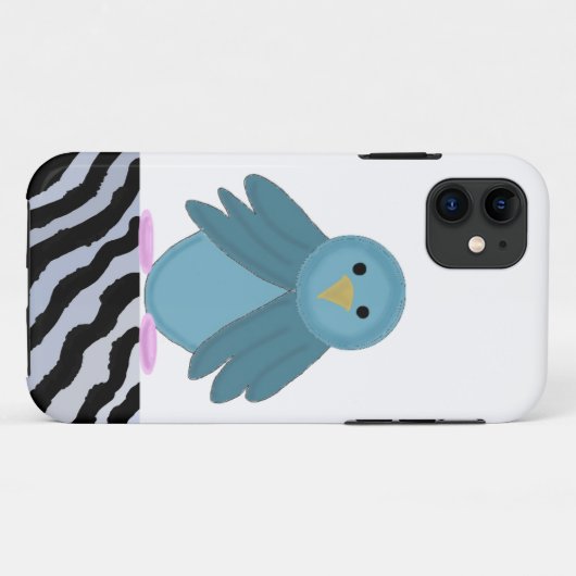 Coques Case-Mate iPhone Oiseau bleu caricature (Dos (Horizontal))