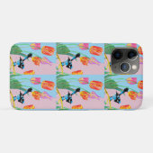 Coques Case-Mate iPhone Oiseau bleu usé Fleurs roses et bleues (Dos (Horizontal))