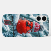 Coques Case-Mate iPhone Oiseau cardinal rouge portant un Casquette d'hiver (Verso (horizontal))